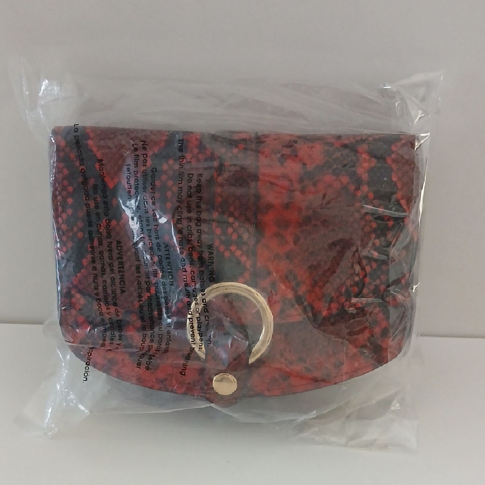 Red Snake Print Women's Bag